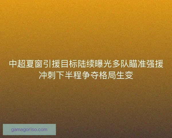 中超夏窗引援目标陆续曝光多队瞄准强援冲刺下半程争夺格局生变